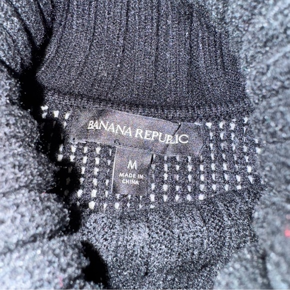 Banana Republic size Medium Black White Turtleneck Sweater - Picture 6 of 8